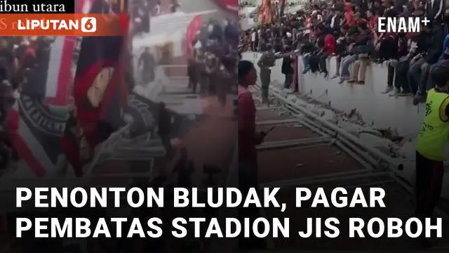 Pagar pembatas sisi utara Jakarta International Stadium (JIS) roboh