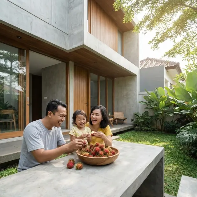 Makan rambutan di halaman rumah (Gemini AI)