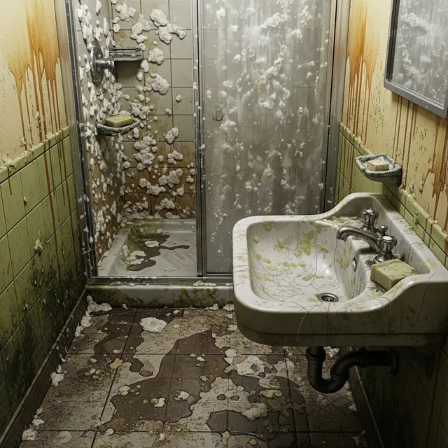 Kamar mandi penuh kerak (Image by Gemini AI)