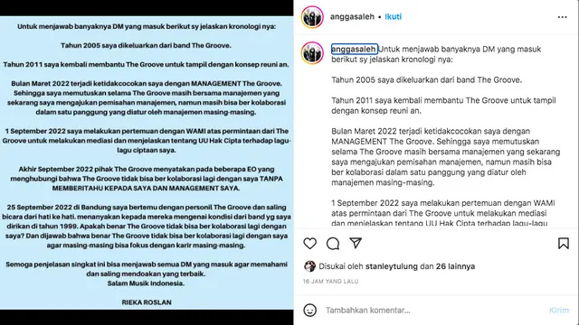 The Groove Tutup Pintu Kolaborasi dengan Rieka Roslan, Ada Apa? (instagram.com/rieka.roslan)
