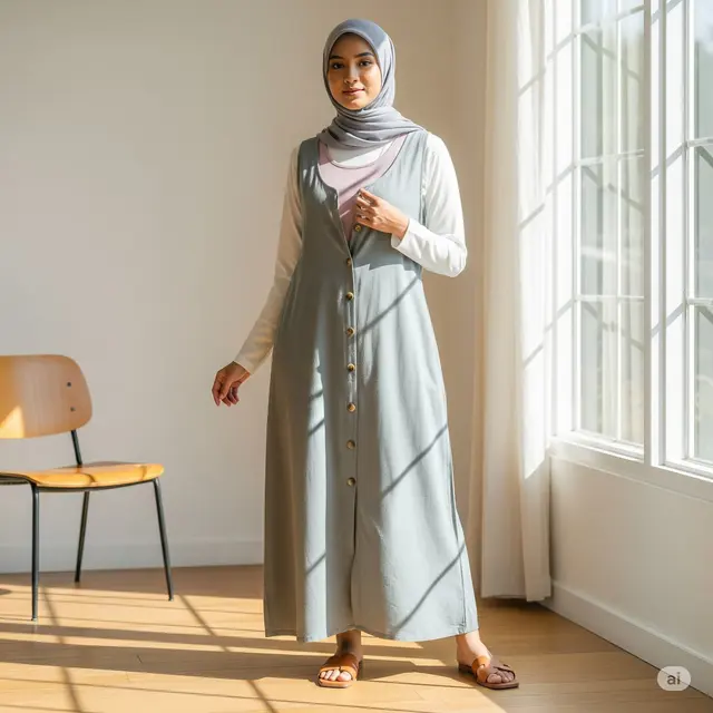 Model Baju Gamis yang Simpel Tapi Menarik. Foto: Gemini