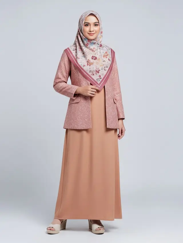 Gaya Hijab yang Cocok untuk Gamis Blazer Brokat/ Ilustrasi AI