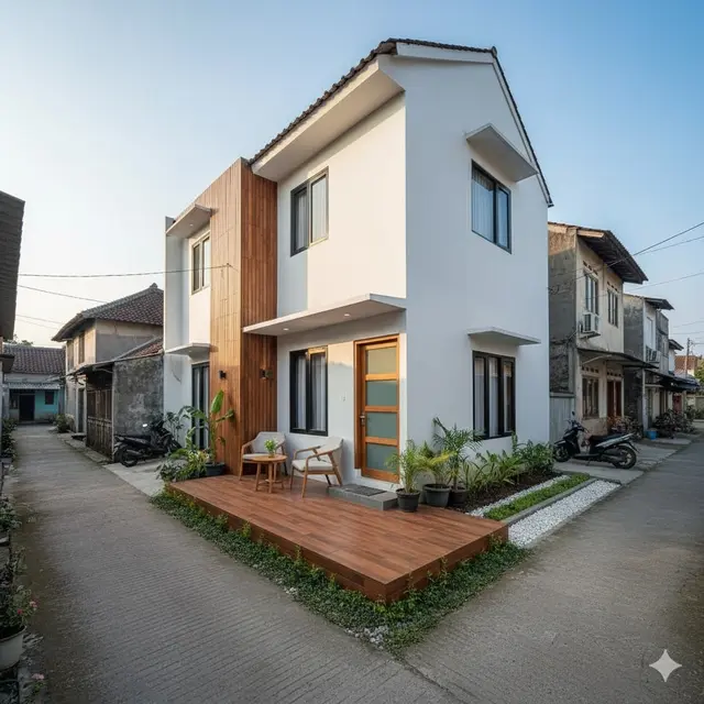 Rumah dengan Teras Membelok Mini