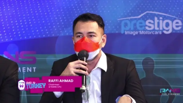 Raffi Ahmad saat jumpa pers secara virtual, Senin (16/8/2021).