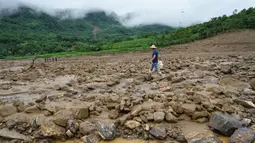 Tanah longsor sebagai dampak dari Topan Yagi yang menghantam Vietnam utara beberapa hari lalu. (Foto: STR/AFP)