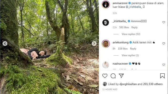 Ammar Zoni dan irish Bella mendaki Gunung Gede Pangrango, tidur beralaskan tanah