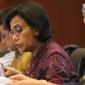 Menteri Keuangan Sri Mulyani saat konferensi pers APBN KiTa Edisi Feb 2019 di Jakarta, Rabu (20/2). Realisasi defisit APBN pada Januari lebih tinggi dari periode yang sama tahun lalu mencapai Rp37,7 triliun. (Liputan6.com/Angga Yuniar)