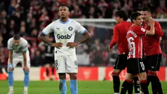 Ekpresi gelandang Girona, Savio Moreira pada akhir pertandingan sepak bola Liga Spanyol melawan Athletic Club Bilbao di Stadion San Mames, Bilbao pada 19 Februari 2024. (ANDER GILLENEA/AFP)
