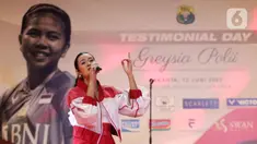 Penyanyi, Raisa saat tampil dalam acara "Greysia Polii: Testimonial Day" di Istora Senayan Jakarta, Minggu (12/6/2022). Raisa tampil membawakan tiga buah lagu diantaranya, Could It Be. (Liputan6.com/Helmi Fithriansyah)