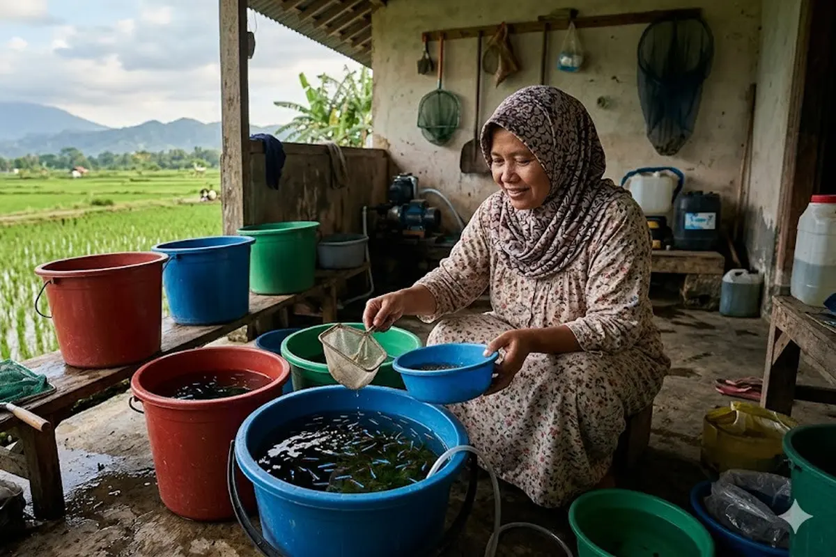 Ternak Ikan Mini di Ember untuk IRT yang Rumahnya Dekat Area Persawahan