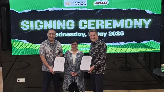 Penandatanganan MoU Basketball for Good untuk Indonesia tahun 2026 di kantor FIBA Indonesia