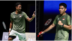 Tunggal putra Indonesia, Alwi Farhan dan Mohammad Zaki Ubaidillah bertempur di final SEA Games 2025 nomor perorangan. (Doc PBSI)