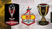Logo Piala Presiden, Piala Gubernur jatim dan Piala Indonesia. (Bola.com/Dody Iryawan)