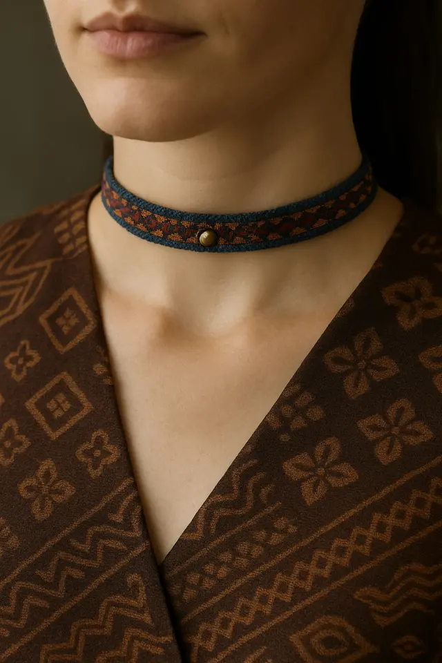 7. Kalung Choker Kain Tenun