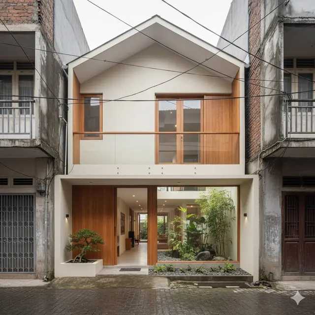 Japandi dengan Inner Courtyard Kecil