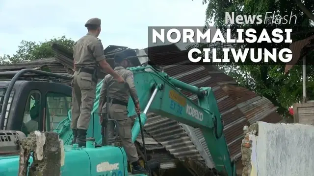 NEWS FLASH: Puluhan Bangunan Ilegal di Bantaran Ciliwung Dibongkar