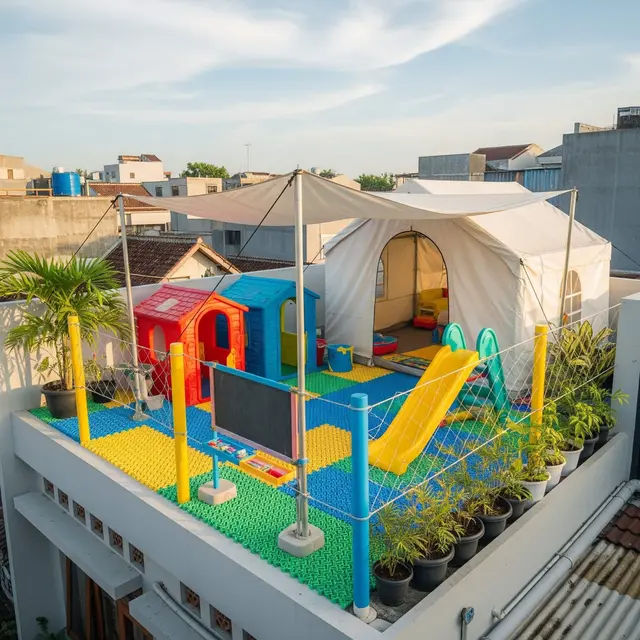 Desain Rumah Kecil dengan Rooftop Garden