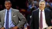 Dwane Casey (Toronto Raptors) dan Mike D’Antoni (Houston Rockets) dinobatkan sebagai Pelatih Terbaik NBA Bulan Ini, Rabu (4/1/2017). (Bola.com/Twitter/The Score)