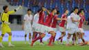 Ekspresi kekecewaan para pemain Timnas Indonesia U-22 saat melawan Myanmar U-22 pada pertandingan SEA Games 2025 di 700th Anniversary Stadium, Chiang Mai, Jumat (12/12/2025). (Bola.com/Bagaskara Lazuardi)