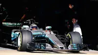 Pebalap Mercedes, Valtteri Bottas, menjadi yang tercepat selama empat hari tes pramusim pertama F1 2017 di Sirkuit Catalunya, Barcelona, Spanyol, 28 Februari-2 Maret 2017. (Bola.com/Twitter/ValtteriBottas)