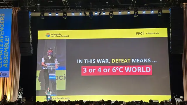 Founder FPCI Dino Patti Djalal dalam acara Indonesia Net-Zero Summit yang diselenggarakan FPCI di Jakarta, Sabtu (24/8/2024). (Liputan6/Benedikta Miranti)