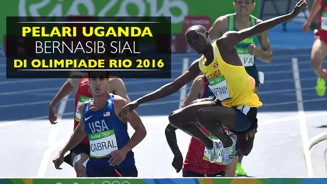 Video pelari Uganda, Jacob Araptany, bernasib sial dan nyaris terinjak di Olimpiade Rio 2016 pada Rabu (17/8).
