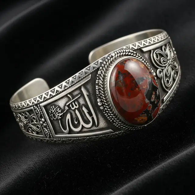 Gelang Perak Islami Kombinasi Batu Mulia