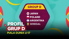 Berita video, Grup D Piala Dunia U-17 2023 yang berisikan 4 yakni Jepang, Polandia, Argentina dan Senegal.