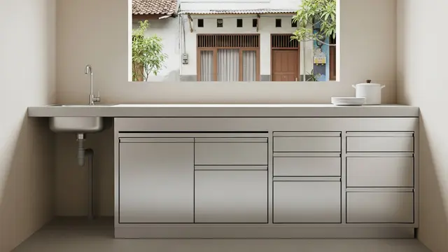 Lemari Dapur Aluminium Bawah dengan Laci Terintegrasi