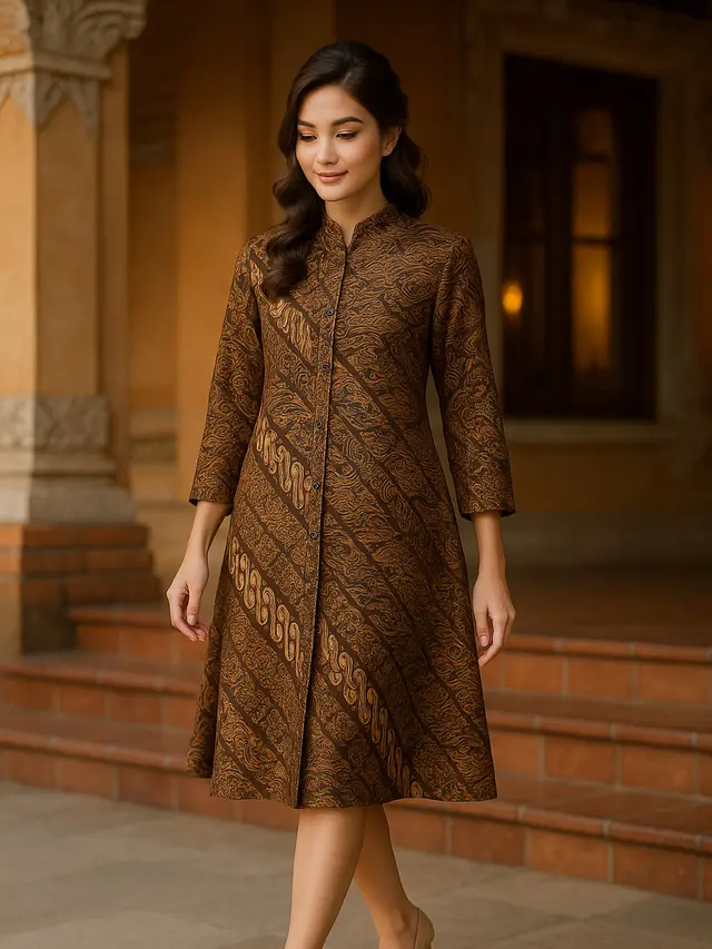 Model Tunik Batik Kancing Depan Terbaru