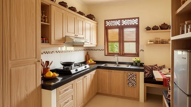 Ide Tata Letak Kitchen Set L-Shape untuk Dapur Kecil/ Ilustrasi AI