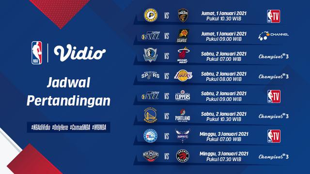 Jadwal NBA 2020/2021 pekan kedua di Vidio