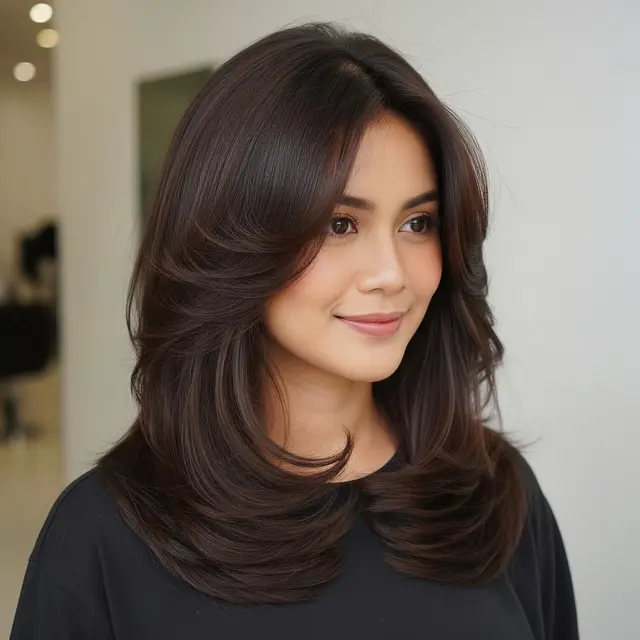 Model Rambut Wanita Panjang Layer Cut.