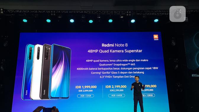 Country Director Xiaomi Indonesia Alvin Tse saat peluncuran Redmi Note 8 di Jakarta. /Agustinus Mario Damar