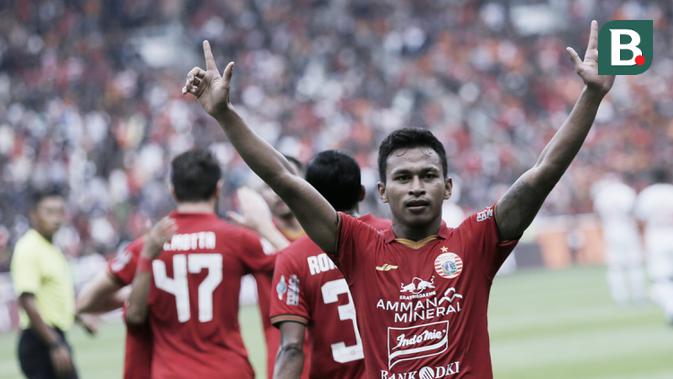 Penyerang Persija Jakarta, Osvaldo Haay, melakukan selebrasi usai membobol gawang Borneo FC pada laga Shopee Liga 1 di SUGBK, Jakarta, Minggu, (1/3/2020). Persija menang 3-2 atas Borneo FC. (Bola.com/M Iqbal Ichsan)