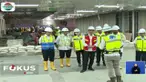 Jokowi didampingi sejumlah pejabat dan menteri. Proyek pembangunan MRT di Stasiun Senayan kini sudah berjalan 90 persen.