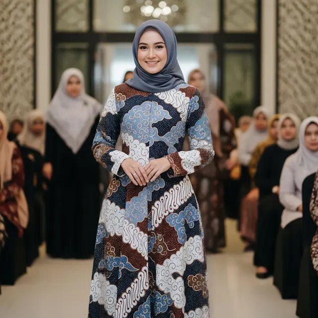9 Model Gamis Batik untuk Perkumpulan Wanita