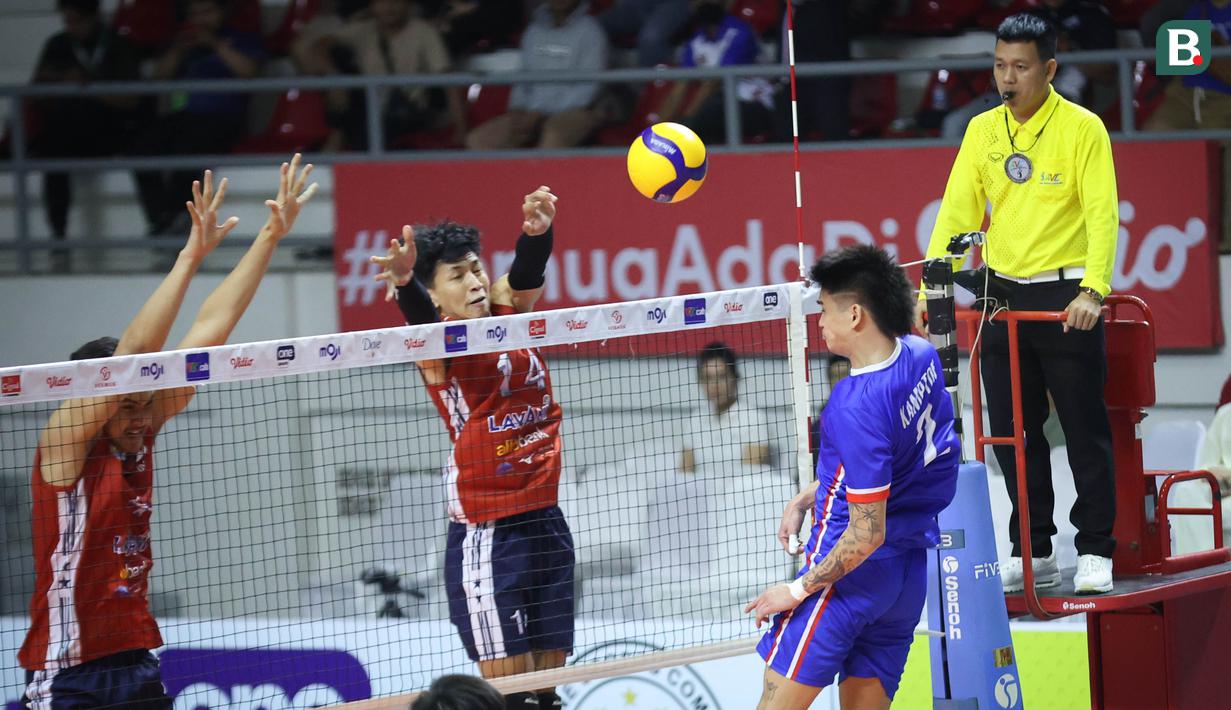 Timnas Voli Putra Indonesia berhasil mengalahkan Filipina dengan skor telak 3-0 (25-20, 25-22, 25-19). (Bola.com/Abdul Aziz)