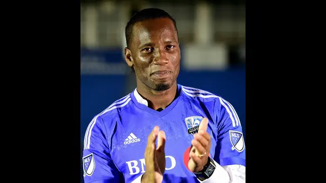 Mantan bintang Chelsea Didier Drogba menjalani debutnya bersama Montreal Impact saat menghadapi Philadelphia Union di Stadion Saputo, Montreal, Kanada, Sabtu (22/082015).