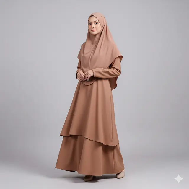 Model Gamis Coklat Earthy Tone Trend Modest Fashion 2025. Gemini
