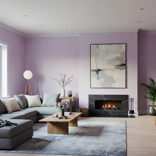 Warna cat Lavender dan abu-abu
