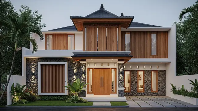 Model Joglo Depan Rumah Minimalis 2025/ Ilustrasi AI