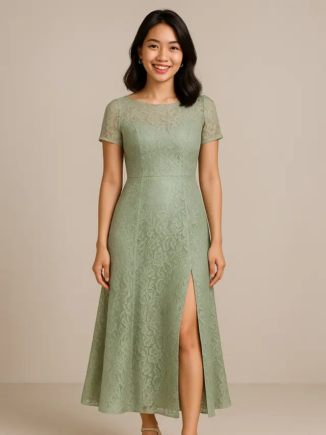 Model Baju Bridesmaid Brokat Non Hijab/Ilustrasi oleh AI