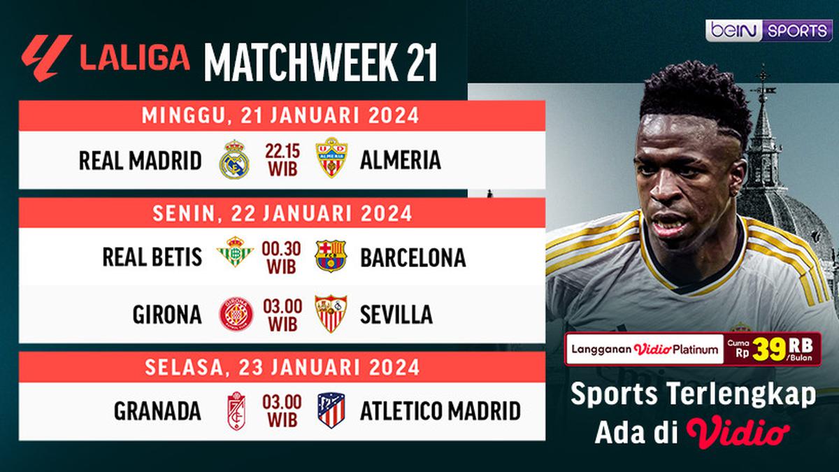 Jadwal dan Link Streaming LaLiga Jornada ke21 Real Madrid vs Almeria