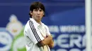 Lionel Messi pada tahun 2006 ketika sedang latihan jelang pertandingan Argentina melawan Pantai Gading di ajang Piala Dunia FIFA 2006 . (AFP/Timothy A Clary)