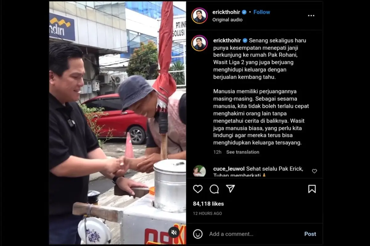 Ketua Umum PSSI Erick Thohir menyambangi rumah wasit sepak bola Liga 2