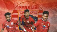 3 Pemain Persija Jakarta, Barnabas Sobor, Ginanjar Wahyu Ramadhani, Rafli Mursalim. (Foto Dok Persija/Grafis Bola.com/Bayu Kurniawan Santoso)