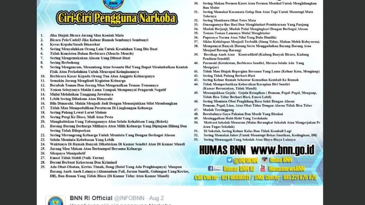 [Bintang] Beberkan Ciri-ciri Pengguna Narkoba, BNN Dicemooh Netizen