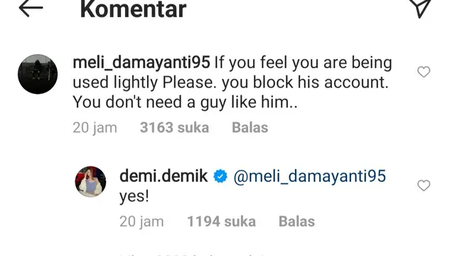 Unggahan Dayana. (Foto: Instagram @demi.demik)