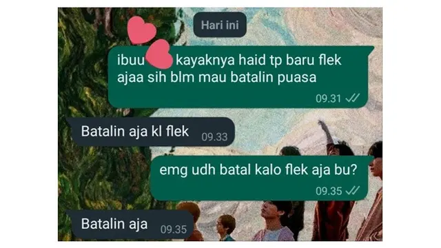 6 Balasan Chat Ibu saat Anak Lapor Haid di Tengah Jalani Puasa Ini Bikin Senyum